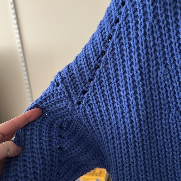 Oversized Blue Women's Sweater Cardigan - Picture 6 of 9